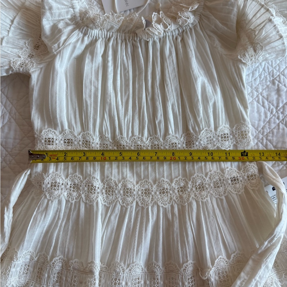 NWT Zimmermann Size 0 Ivory Cotton Lace Dress with Tie Waist - Picture 12 of 16
